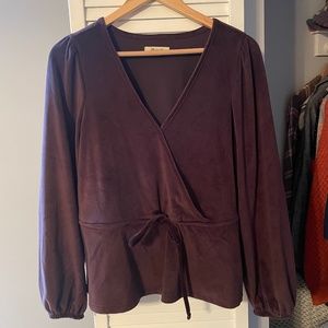 Madewell corduroy tie-front faux-wrap top in Medium